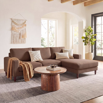 Canapé modulaire en velours côtelé de 88 po en L avec méridienne