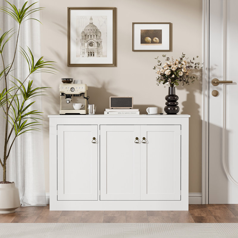 Sidhu 44" W 3 Door Sideboards and Buffets with Adjustable Shelves, White