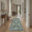 Roehit Oriental Performance Navy / Sage 2' x 6' Runner Rug, Machine Washable-1386505536