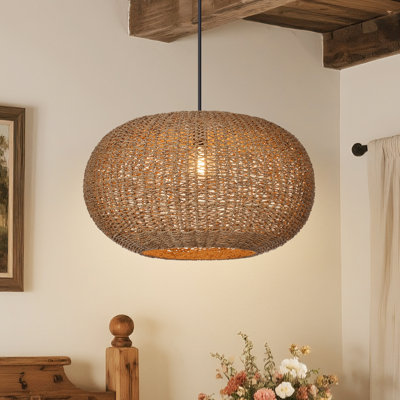 Coastal Style Rattan Pendant Lamp for Kitchen Island