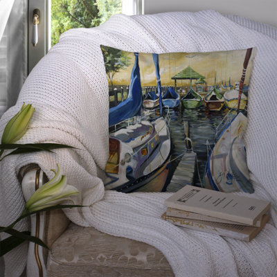 Seven Boats Outdoor Reversible Throw Pillow