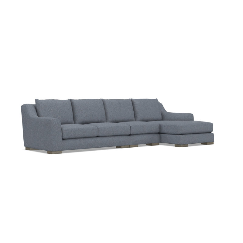 Gabi 3-Piece Fabric Sectional, Teal Polyester, 35" H x  135" W x 63.5" D, Right Hand Facing