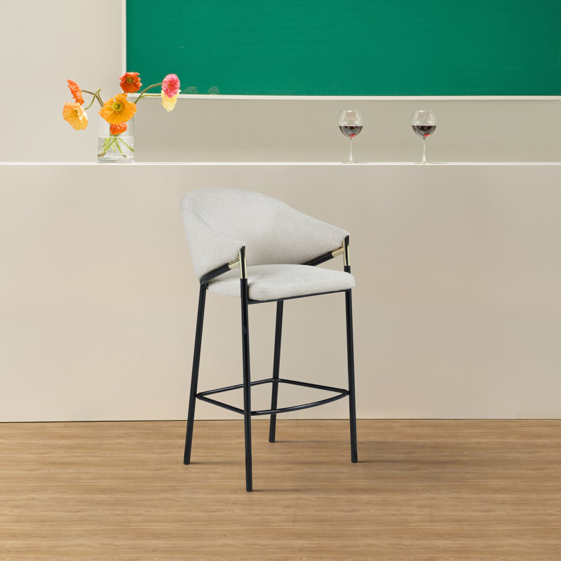 Farlow Fabric Upholstered Bar Chair Beige, Bar Stool (30" Seat Height)