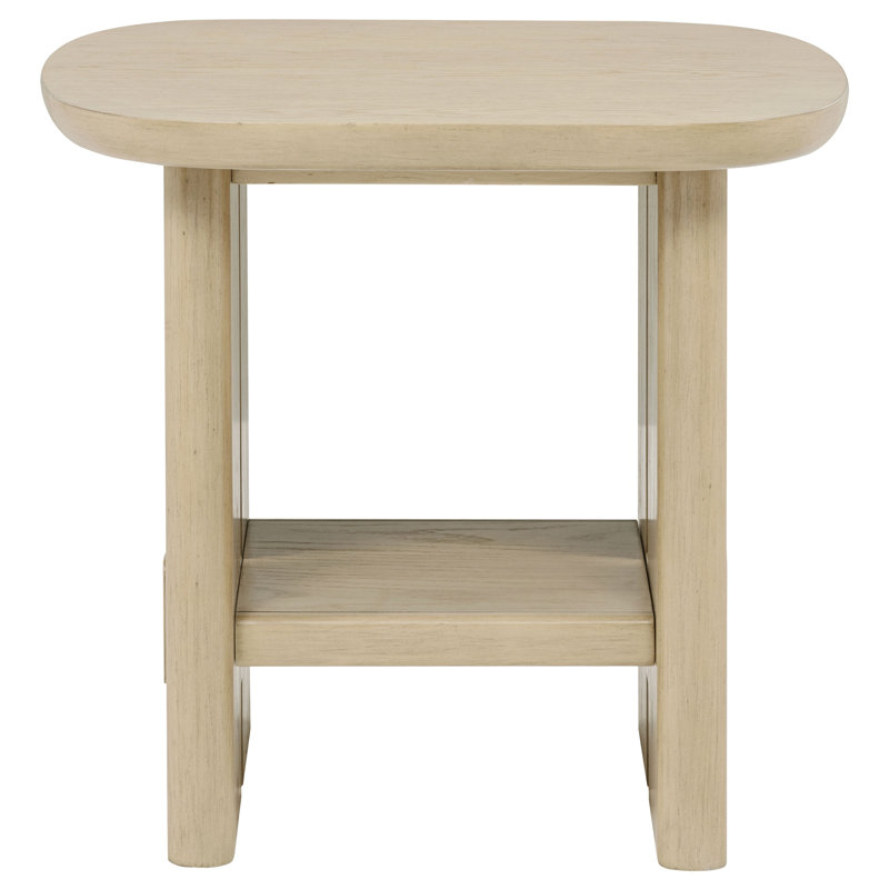 Table d'appoint carrée en chêne beige Coastal Square - Tablette de rangement ouverte incluse