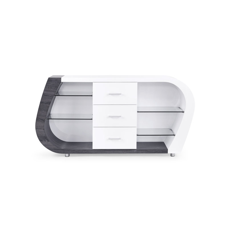 Sideboard, Contemporary Style Buffet Table, White/Gray