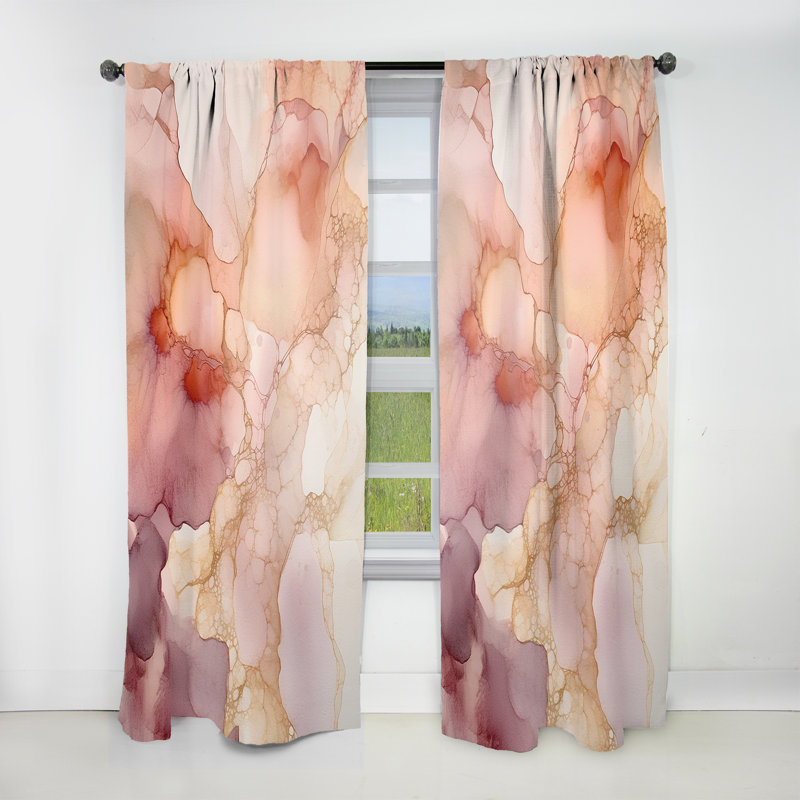 Rideaux en velours rose Adrienna, L 52 po x L 108 po