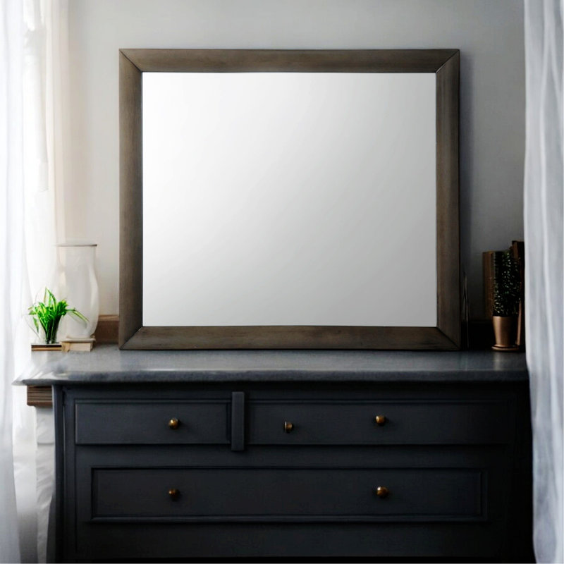 Miroir contemporain, cadre décoratif en bois pour chambre à coucher, Gris