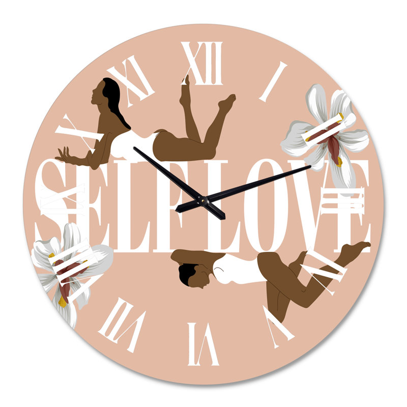 Horloge murale moderne Empowered Cosmic Women Geometric Goddess Series - noir et rouge, Moyen