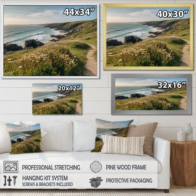 «Rocky Beachside I», reproduction sur toile, Cadre simple argenté, H 12 po x l 20 po x P 1 po