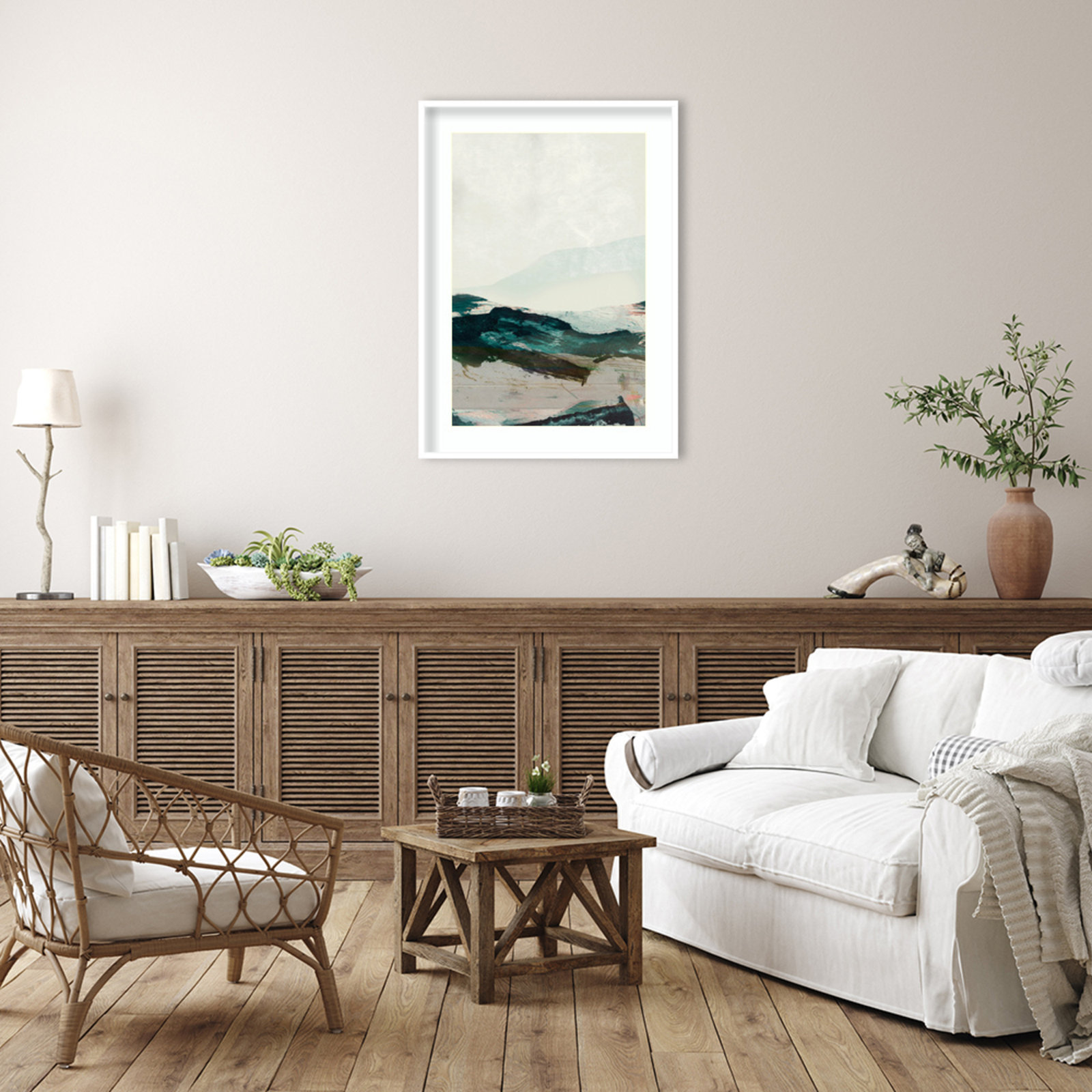 Cleve "Mountains No. 2" Print, White Framed, 41" H x 30" W