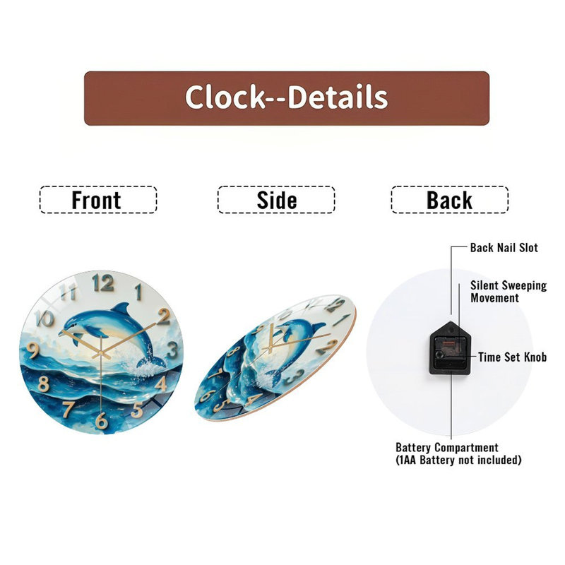 Horloge murale dauphin
