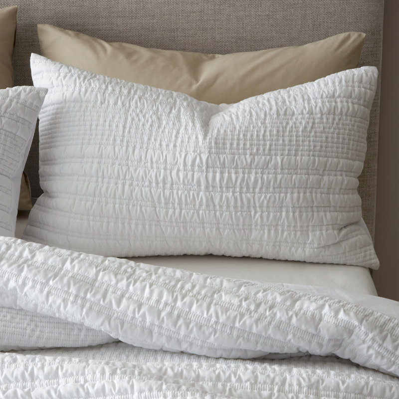 Lennon Stripe Textured Seersucker Duvet Cover Set with Pillowcases White, Super King - 2 Standard Pillowcases