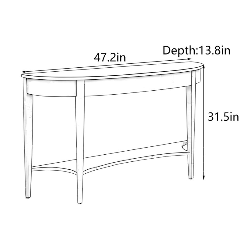 French Vintage Solid Wood Console Table, 31.5" H x 47.2" W x 13.8" D, Black Veining