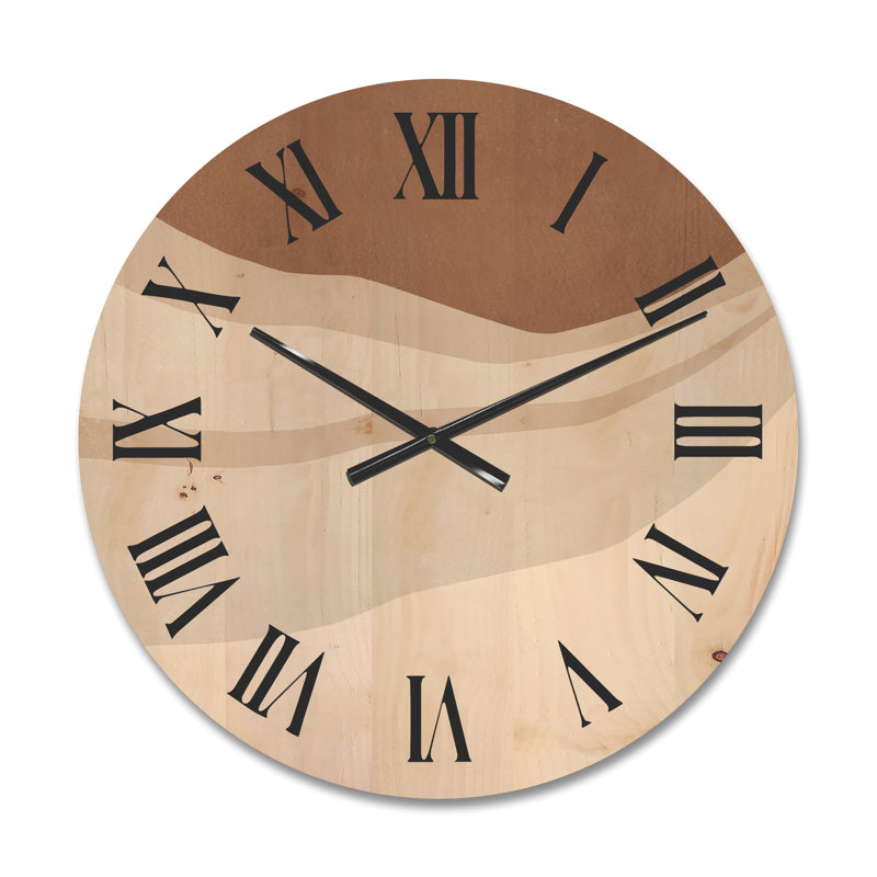 Horloge murale moderne en bois - formes terre cuite et ivoire avec effet usé, Moyen