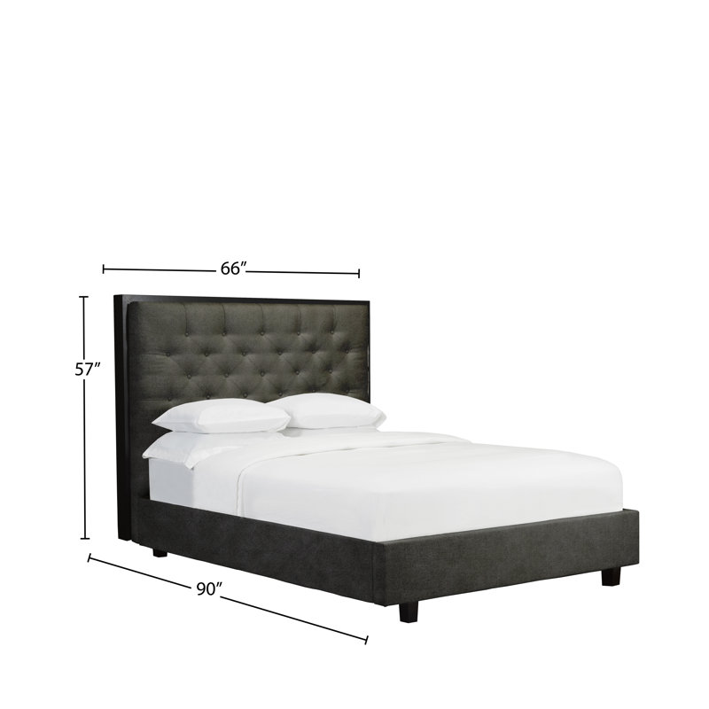 Lit plateforme en tissu d’ameublement, Pierre, Grand