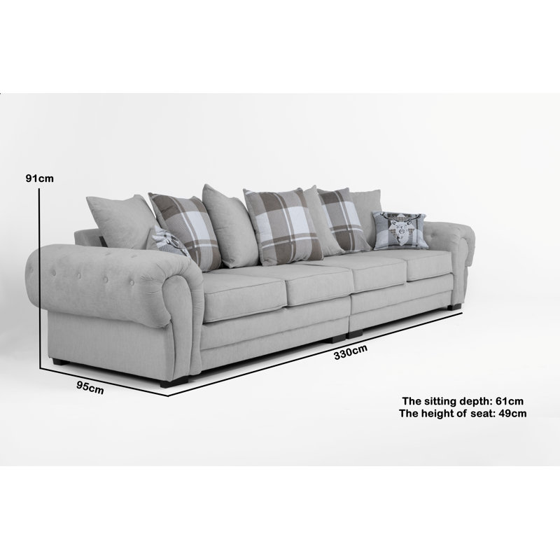 Elkland 4 Seater Sofa, Silver