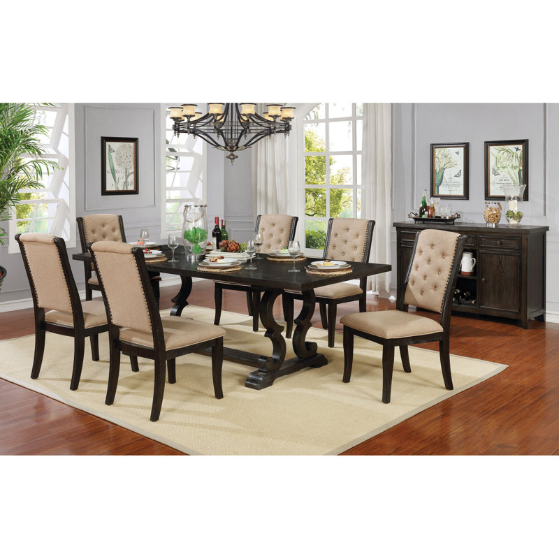 Chianti 6 - Person Trestle Dining Set, Dark Brown