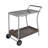 Outdoor 2-Tier Wicker Bar Cart On Wheels With Tempered Glass Board, Rattan Shelf And Powder-Coated Iron Frame, For Decoration And Storage, Gray