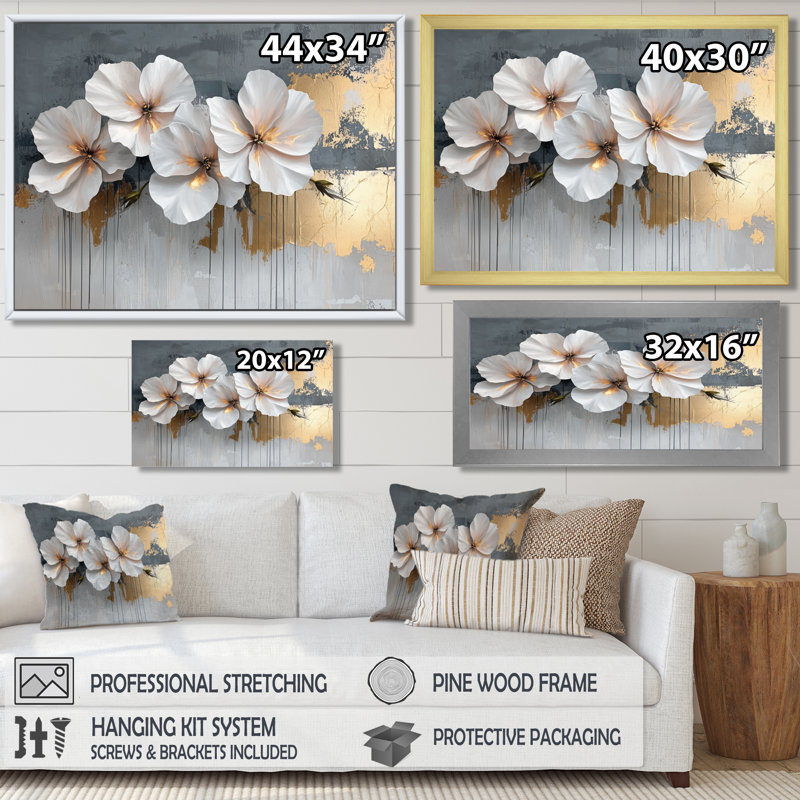 Colet Golden Hibiscus Pure Form of Serenity I - Hibiscus, art mural, H 30 po x l 40 po, Cadre flottant, Doré