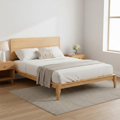 Bamboo Wood Platform Bed With Slatted Support