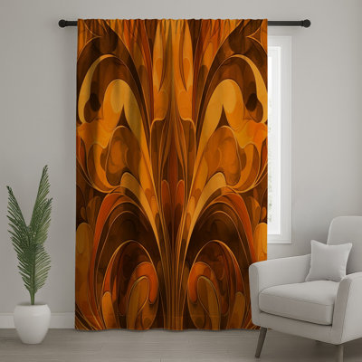 Rideaux de fenêtre à motif abstrait orange, voilages et voilages abstraits - 1 panneau