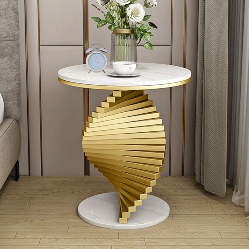 Anaum Abstract End Table Side Table, White