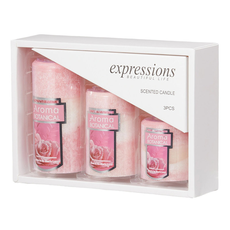 Plant / Floral Scented Pillar Candle, Pink
