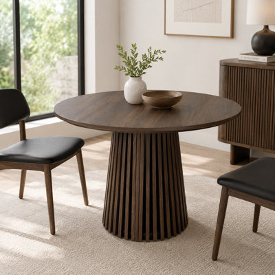 Table de salle à manger extensible en noyer, table de cuisine ovale avec pieds à lattes, table de salle à manger moderne et peu encombrante pour salon et salle à manger