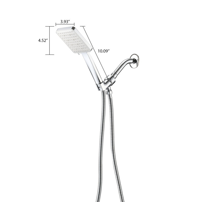 Douche à main haute en - 6 modes de jet, léger, réglages d'installation carrés, optimiser le débit d'eau, détachable, fixation murale