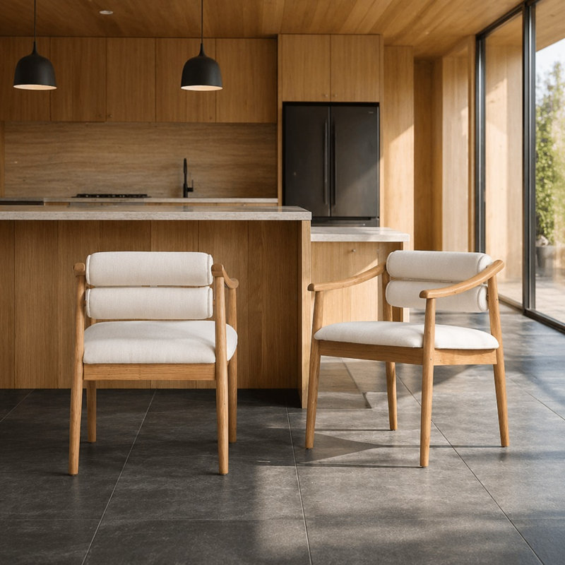 Ensemble de chaises de salle à manger en bois massif avec siège rembourré - Design moderne - Paire de deux chaises confortables et durables