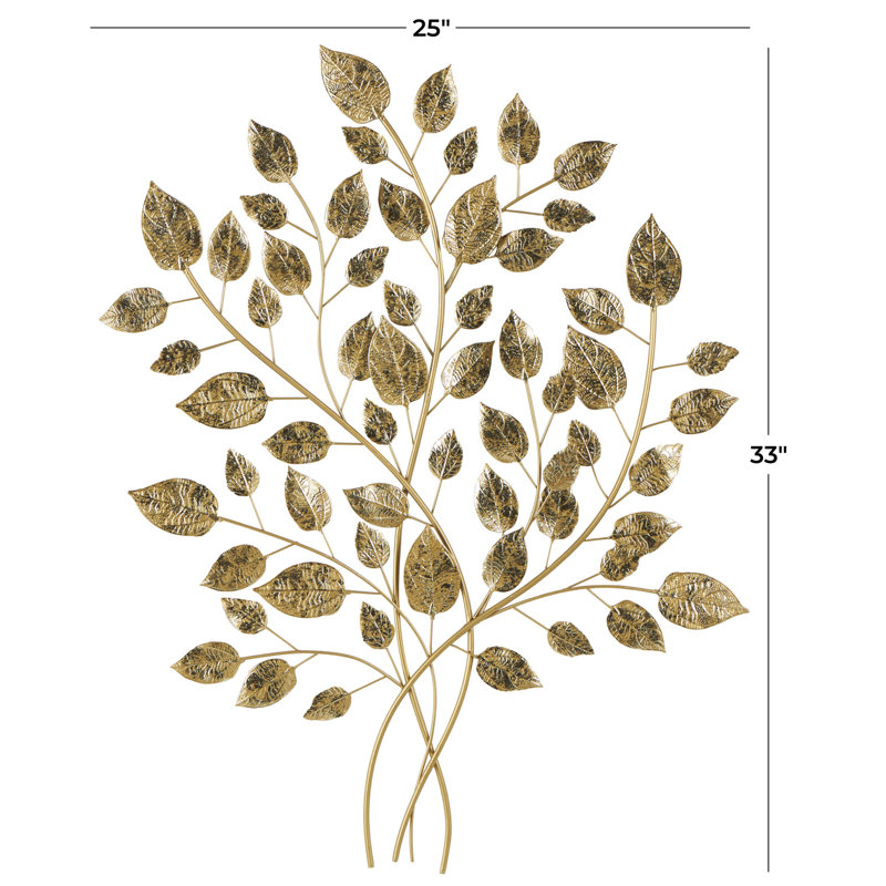 Large Gold Metallic Leaf Wall Sculpture