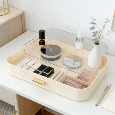 Organisateur de maquillage empilable avec tiroirs, rangement en acrylique transparent pour salle de bain et coiffeuse pour palettes de fards à paupières, cosmétiques, produits de beauté et accessoires de bureau