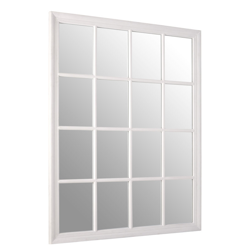 Anneliese Solid Wood Concave Wall Mirror, Antique White