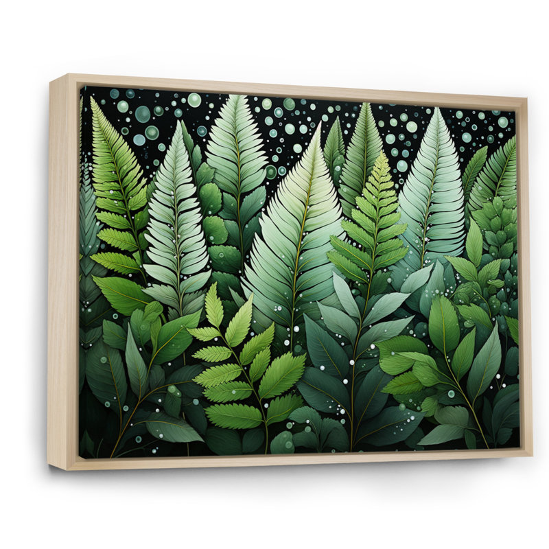 " Ferns Plant Whispering Fronds II ", Cadre flottant brun, H 12 po x l 20 po x P 1 po