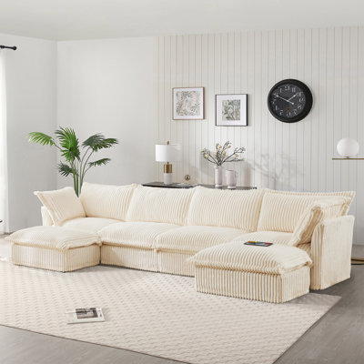 Evelyn U-Shaped Sectional Sofa with 2 Ottomans