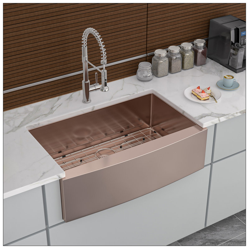 Évier de cuisine 30 en or rose - 30 po en acier inoxydable