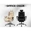 Chaise multifonctionnelle ergonomique beige avec structure de 200 kg, dossier haut et bureau de travail réglable en cuir synthétique, support-1701724968