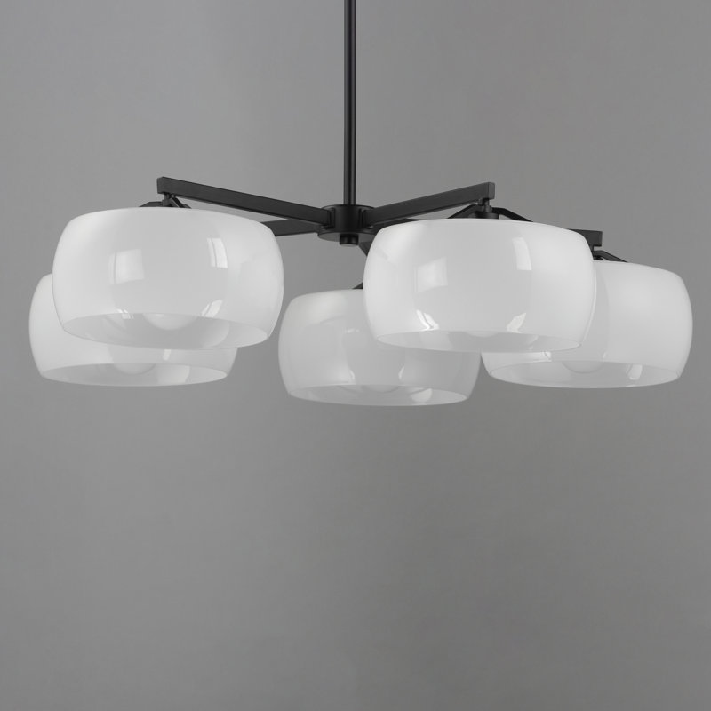 Lustre émaillé, Noir, 5 Lights
