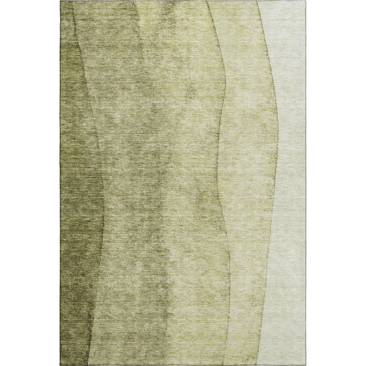 Premium Machine Washable Prisco Olive Rug