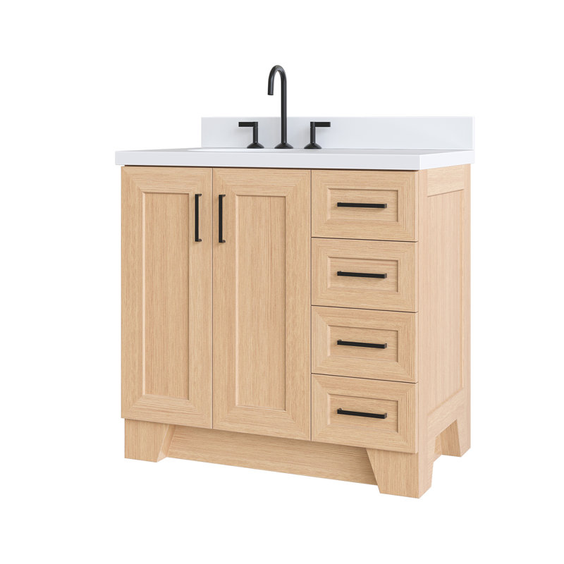 37 IN.  Single Bathroom Vanity, Left, Oval, Natural Oak