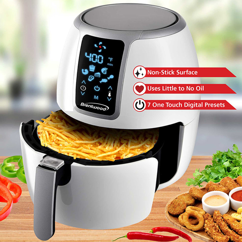Brentwood 3.8 Qt. Electric Digital Air Fryer, White