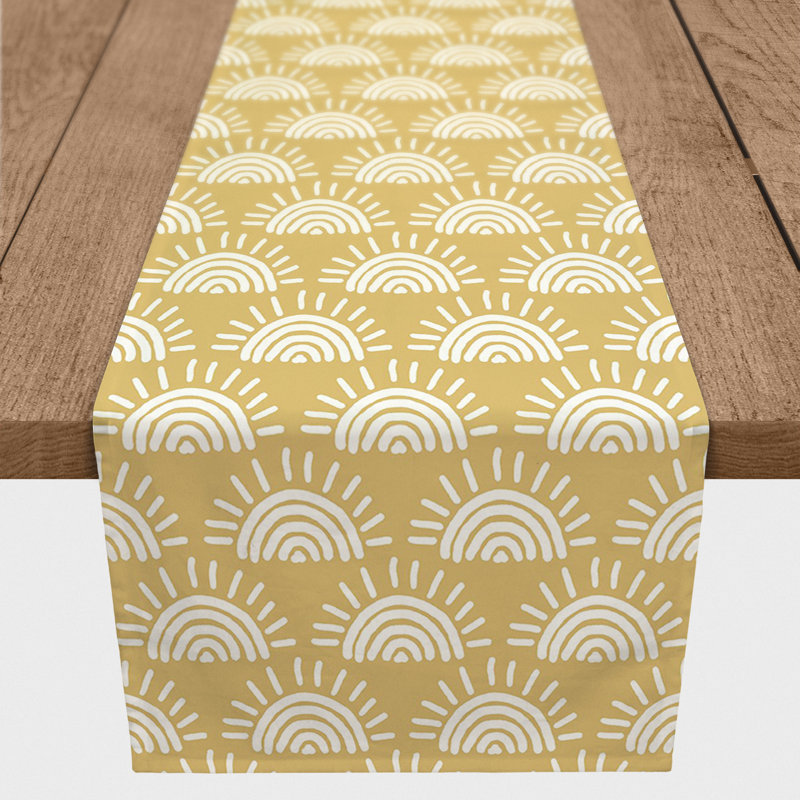 Rectangular Table Runner, 72" x 16", Yellow/White