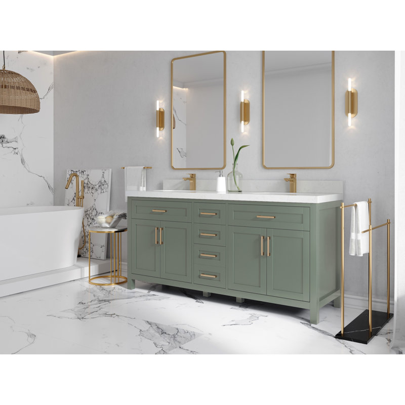 Cambridge 72'' Double Bathroom Vanity with Top, Calacatta Gold
