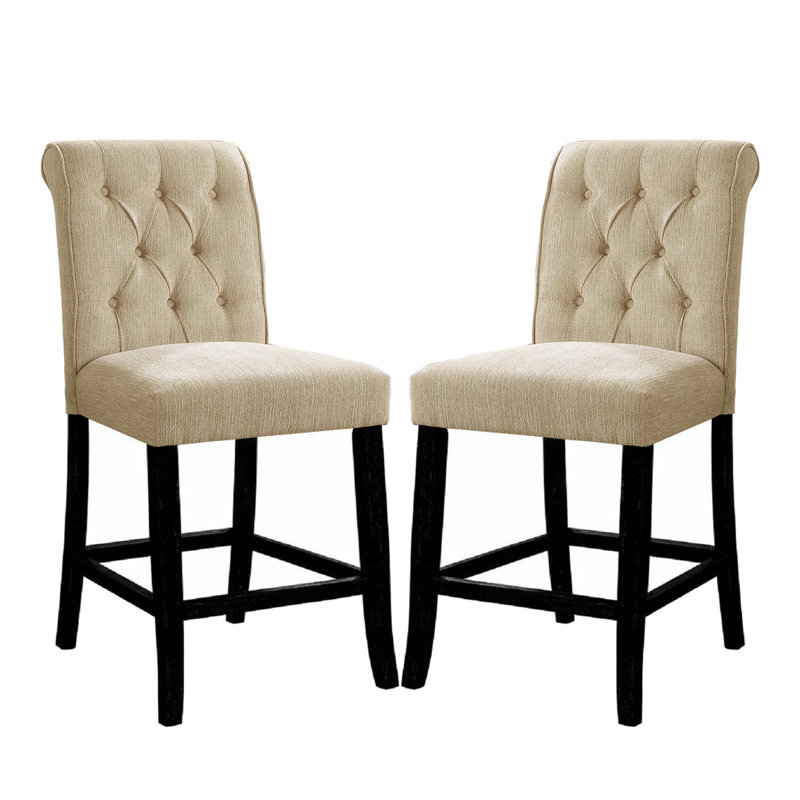 Chaises de salle à manger rembourrées en chenille, Beige