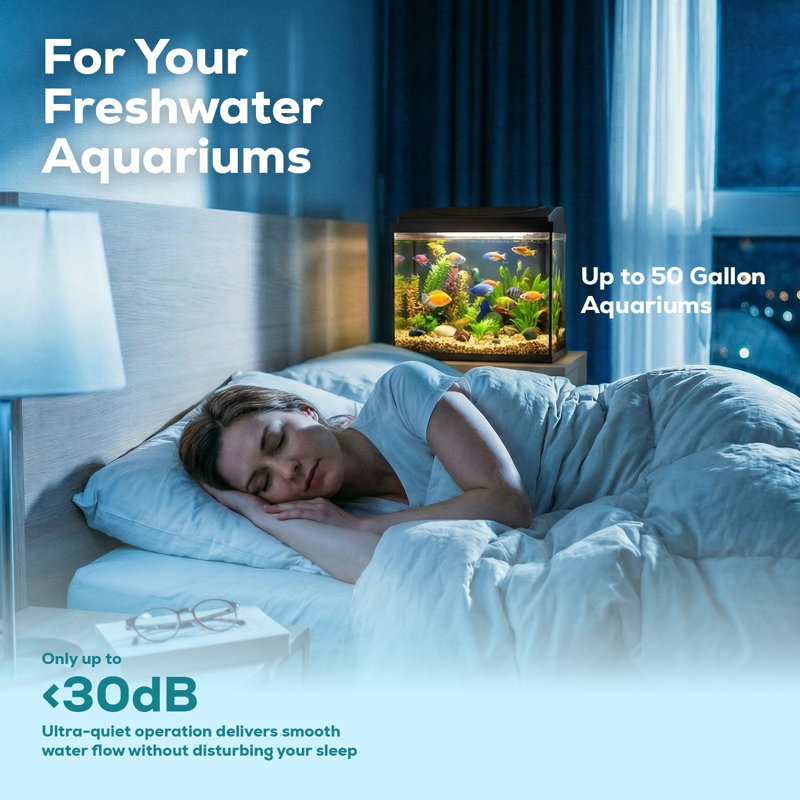 Filtre d'aquarium interne AquaGream 210 GPH 3 en 1 - éponge et pompe à air, 15 W