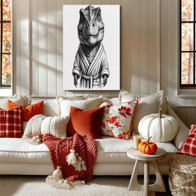 1 pièce encadrée par Bernhild, représentant un T-Rex en tenue de samouraï, style croquis réaliste. Affiche murale décorative rétro pour la décoration intérieure, œuvre d'art moderne, cadeau parfait pour la chambre à coucher ou le salon.