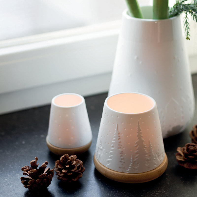 Poetry Lantern with Bamboo Base - Winter Forest