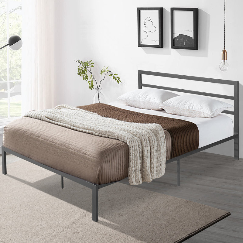 Cadre de grand lit avec tête de lit ， Lits ， Grands lits Bed Lit en métal Bed Lit à baldaquin, Gris anthracite