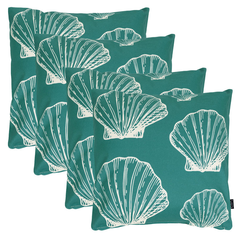 4 Pack Cushion 43x43cm, Sage/White Small Sea Shell