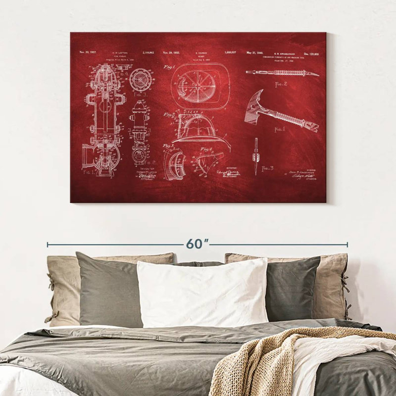 Firefighter Patents, reproduction sur toile, H 34 po x l 51 po